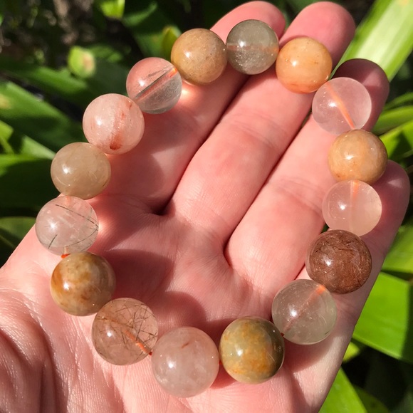Other - Natural Rutilated Quartz large gemstone bracelets